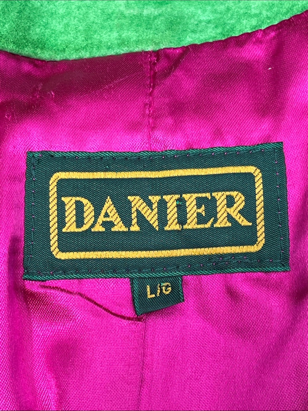 Danier Pink Green Yellow Colourblock Suede V-Neck Button Front Jacket - Picture 6 of 7